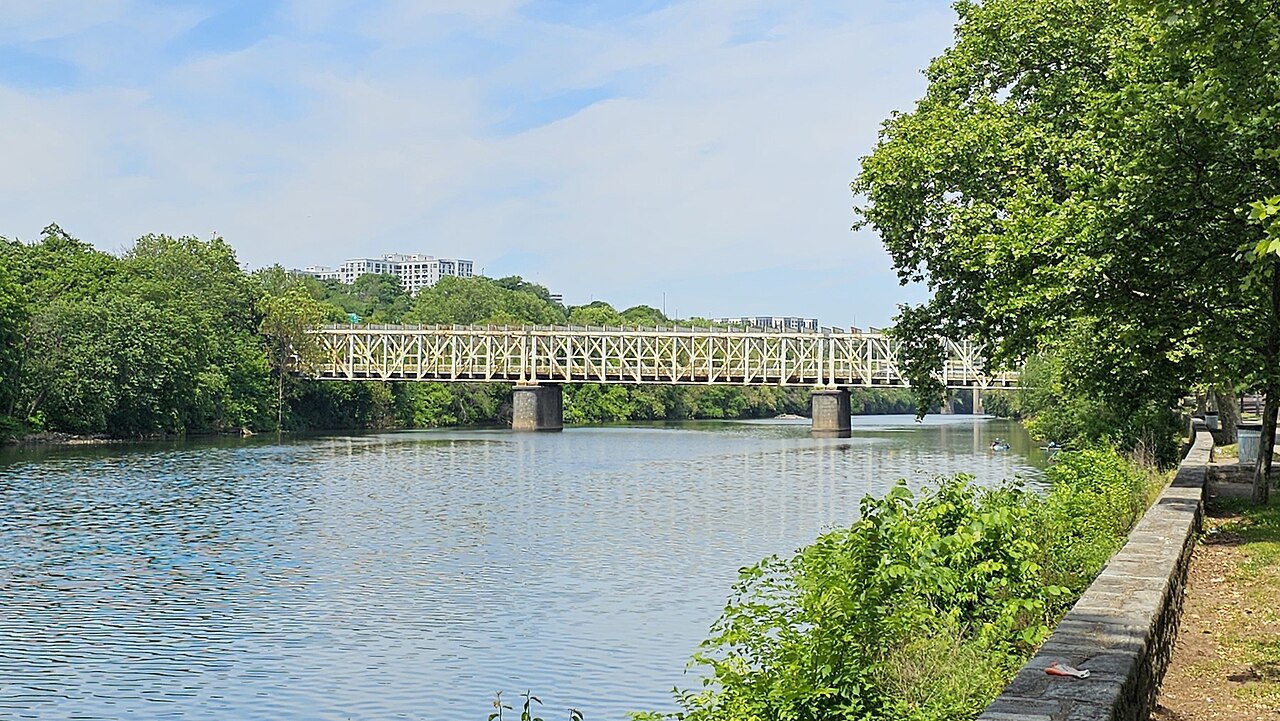Falls Bridge seen from Kelly Drive in East Falls